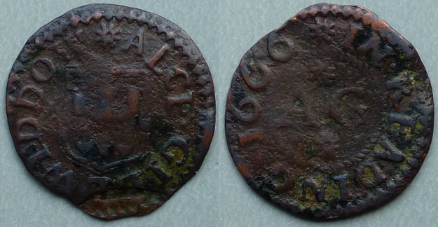 Reading, Alce Gill 1666 farthing Reading, Alce Gill 1666 farthing